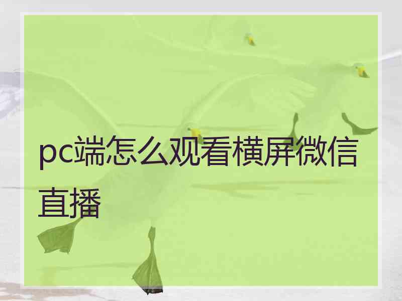 pc端怎么观看横屏微信直播