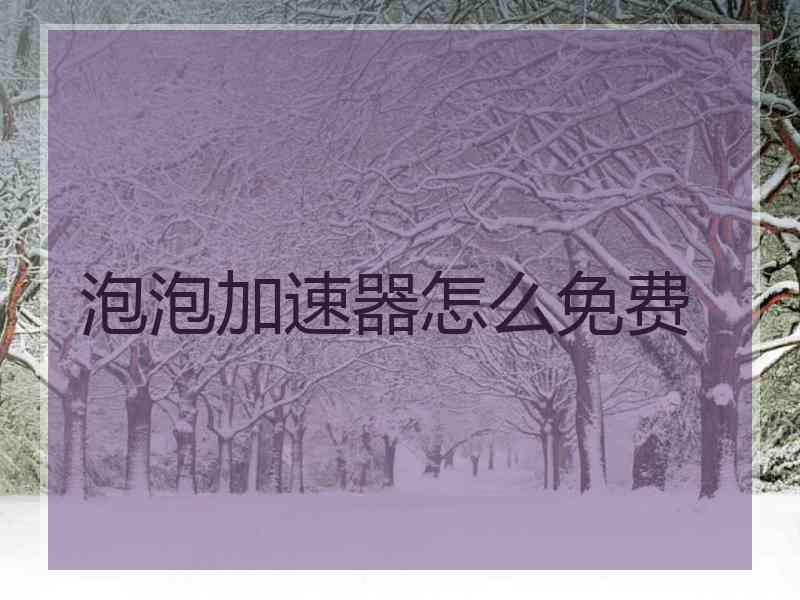 泡泡加速器怎么免费