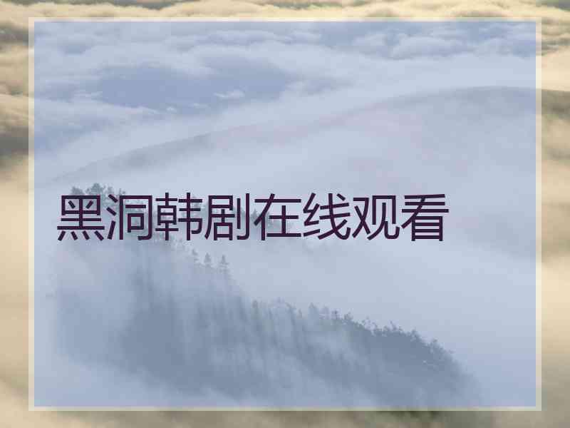 黑洞韩剧在线观看