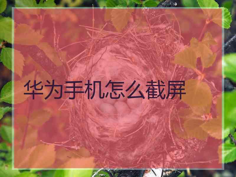 华为手机怎么截屏