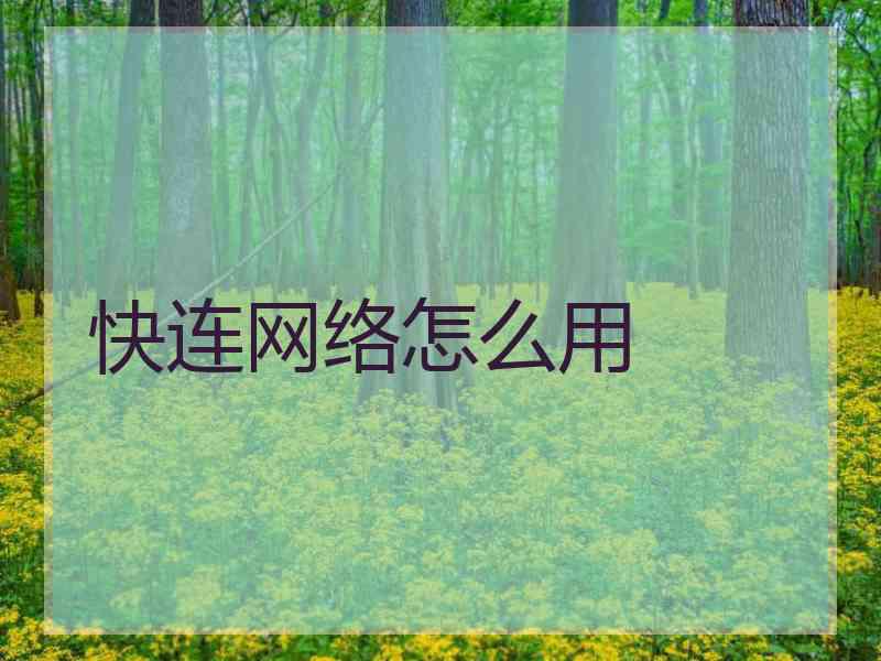 快连网络怎么用