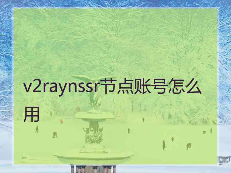 v2raynssr节点账号怎么用
